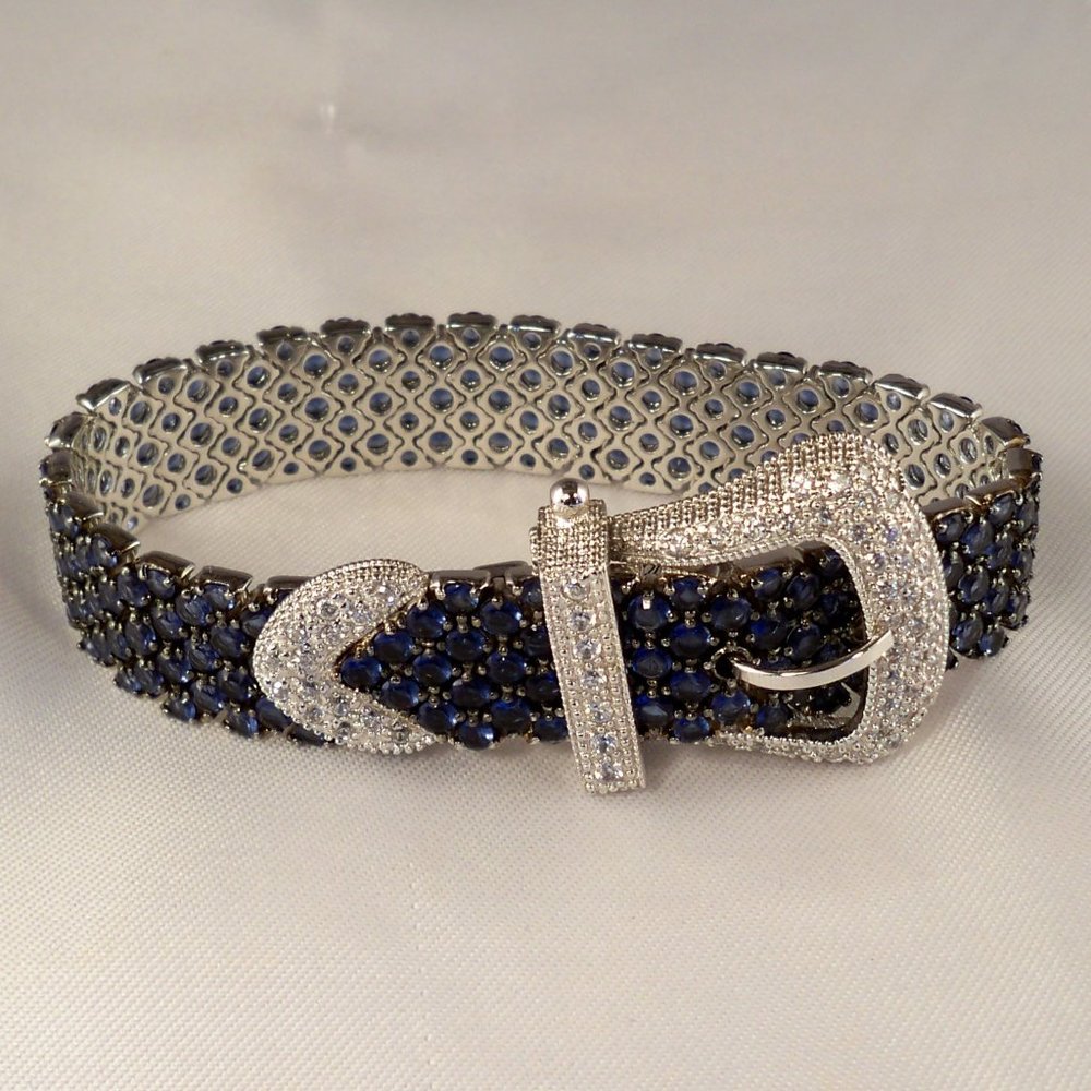NEW Charles Winston Dark Blue Cubic Zirconias Buckle Bracelet